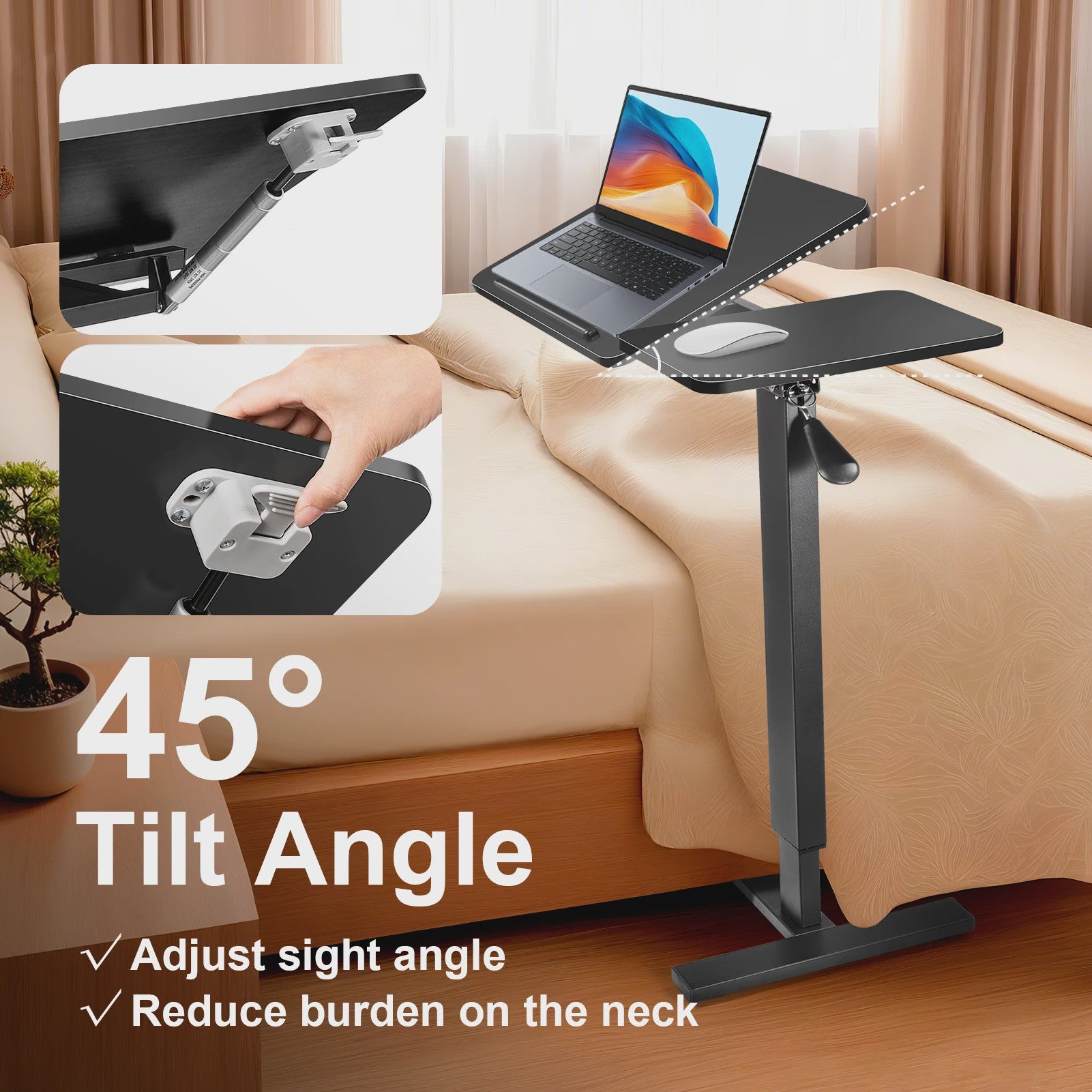 Verstelbaar Zit-Sta Bureau met Pneumatische Lift - Laptoptafel voor Thuis