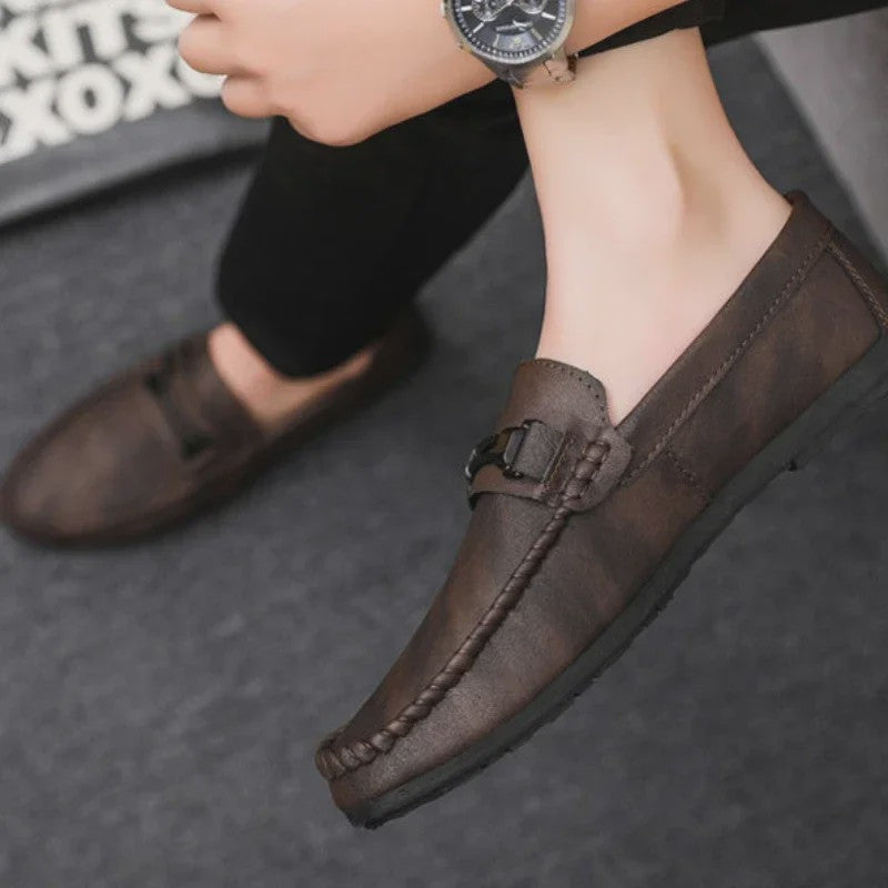 Elegante Heren Loafers met Dikke Zool - Stijlvolle Leren Instappers