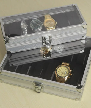 Aluminium Horlogedoos met 12 Vakken - Luxe Opberg- en Display Case