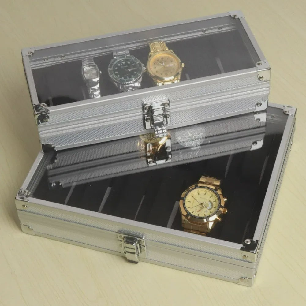 Aluminium Horlogedoos met 12 Vakken - Luxe Opberg- en Display Case