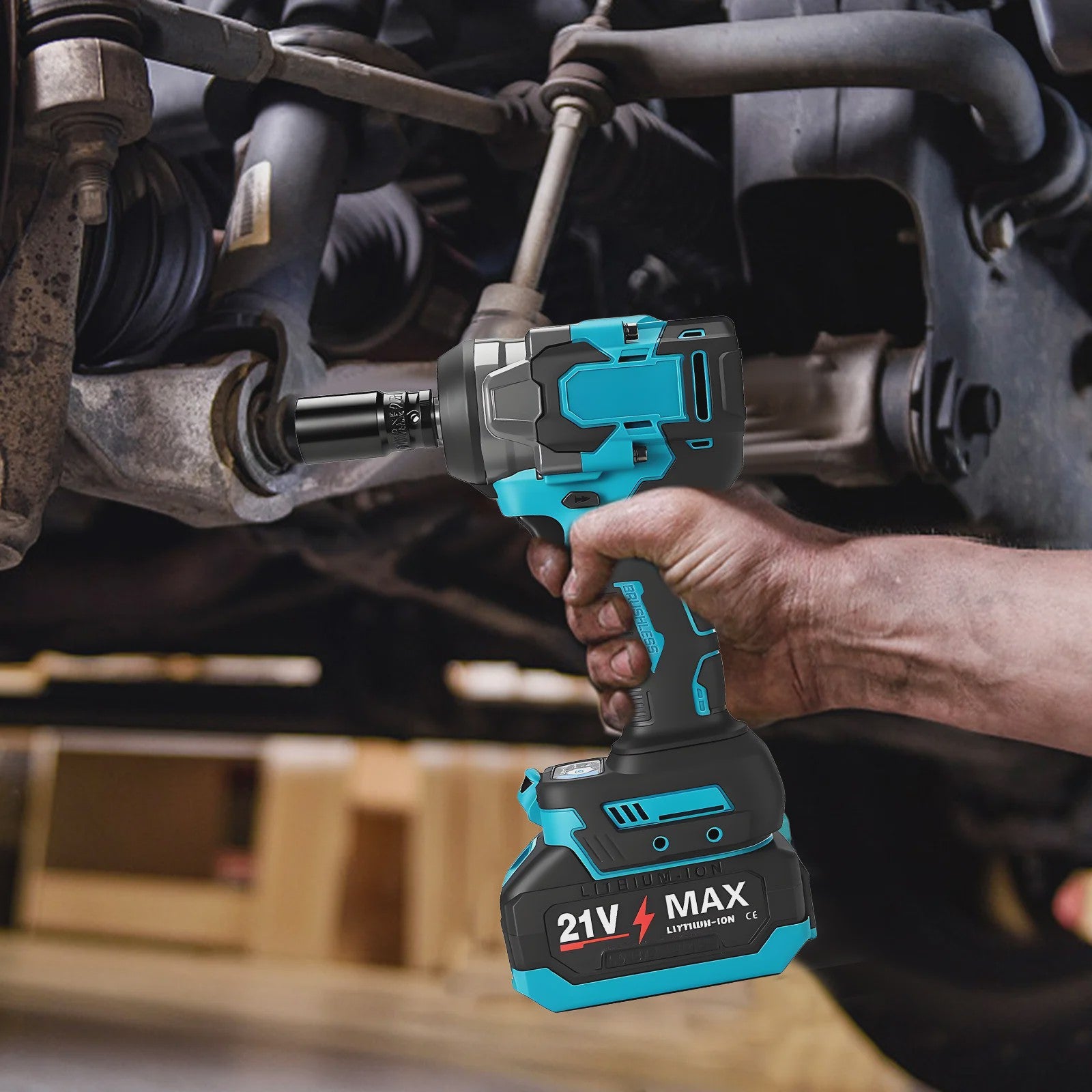 Krachtige Accu Slagschroevendraaier 1200Nm - Borstelloos, 5 Versnellingen, 1/2" Aansluiting, Compatibel met Makita 18V Batterijen