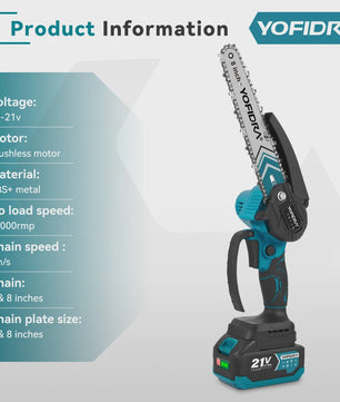 YOFIDRA Accu Snoeizaag 6 & 8 inch - Borstelloze Motor, Krachtig & Draadloos