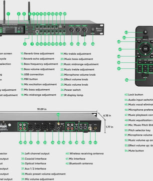 FULODE AX-666 Dubbel Draadloos Microfoon Systeem met Digitale Karaoke Processor