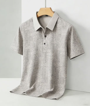 Heren Polo Shirt Korte Mouw met Weefpatroon en Contrastkraag - Comfortabel & Stijlvol