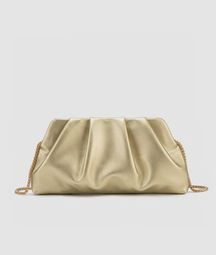 Luxe Plissé Avondtas met Gouden Ketting - Clutch & Schoudertas voor Feestelijke Gelegenheden