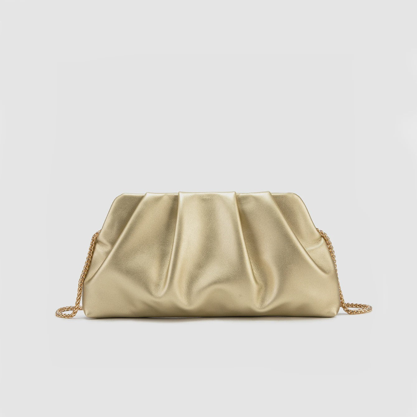 Luxe Plissé Avondtas met Gouden Ketting - Clutch & Schoudertas voor Feestelijke Gelegenheden