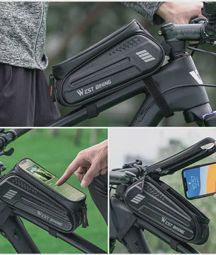WEST BIKING Fietsstuurtas 7 inch Waterdicht Frame Tas met Touchscreen & 1.5L Capaciteit