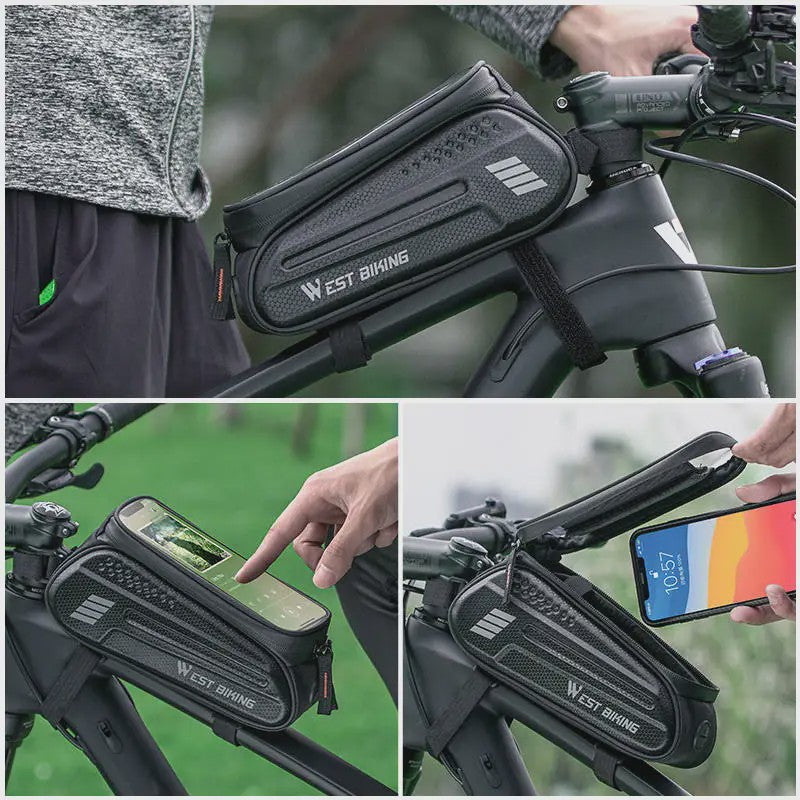 WEST BIKING Fietsstuurtas 7 inch Waterdicht Frame Tas met Touchscreen & 1.5L Capaciteit