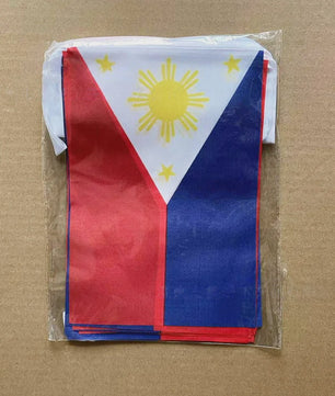 20x Filipijnse Vlaggetjes Slingers - Polyester 14x21cm - Decoratie voor Feest, School & Sport