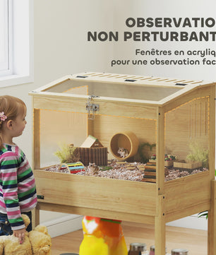 Ruime Houten Hamsterkooi met Opbergruimte en Veilige Deksel - Ideaal Verblijf