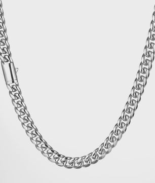 Zilverkleurige Roestvrij Staal Cubaanse Miami Link Ketting (6mm-14mm)