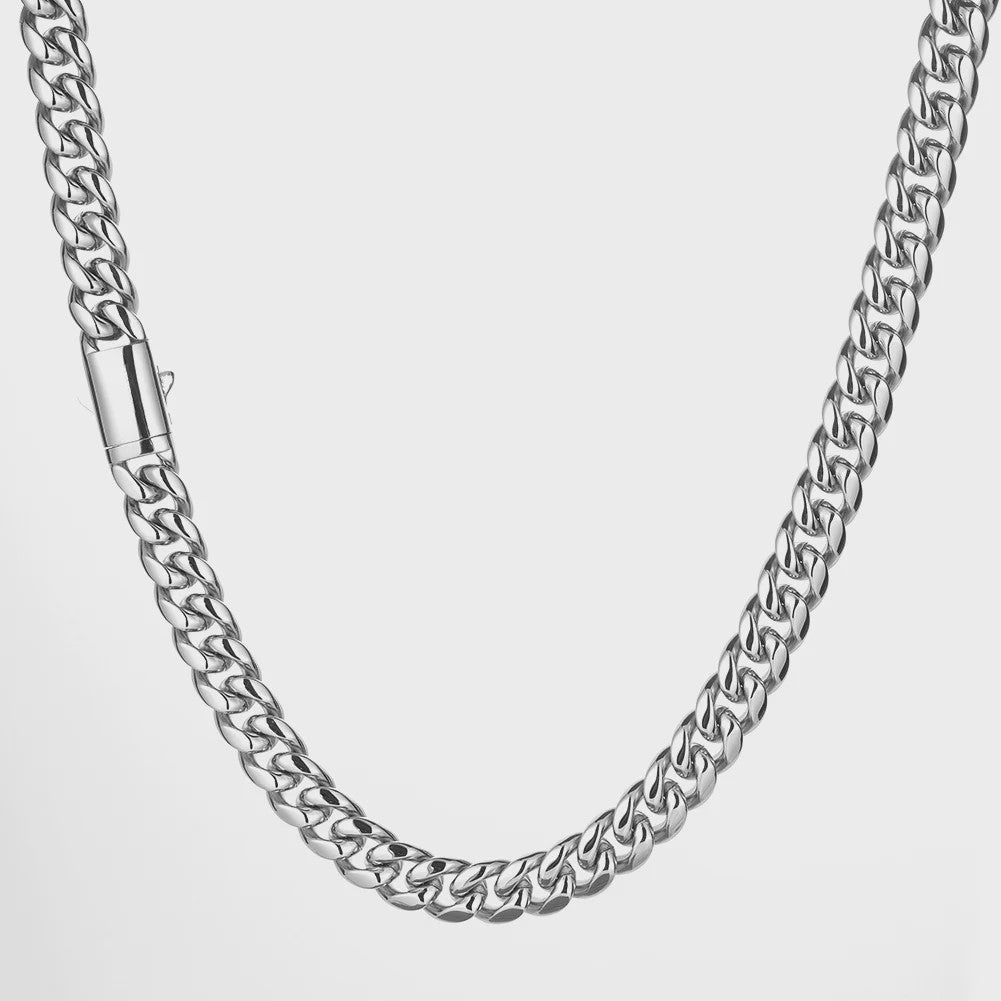 Zilverkleurige Roestvrij Staal Cubaanse Miami Link Ketting (6mm-14mm)