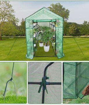 Walk-in Tuinkas 142x210x190cm met 9 Legborden - Waterdicht & UV-beschermend