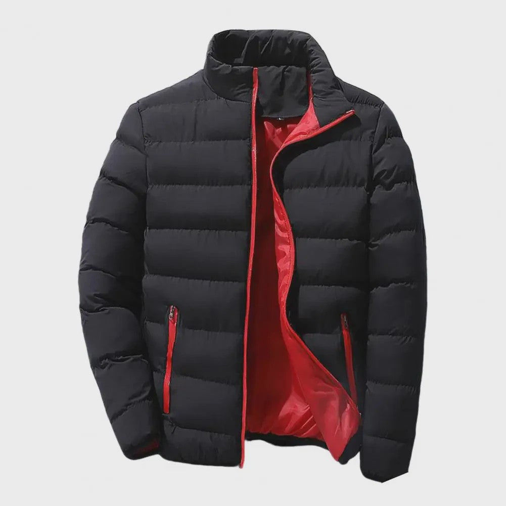 Heren Winterjas met Staande Kraag - Dik Katoen, Rits, Casual & Business Stijl