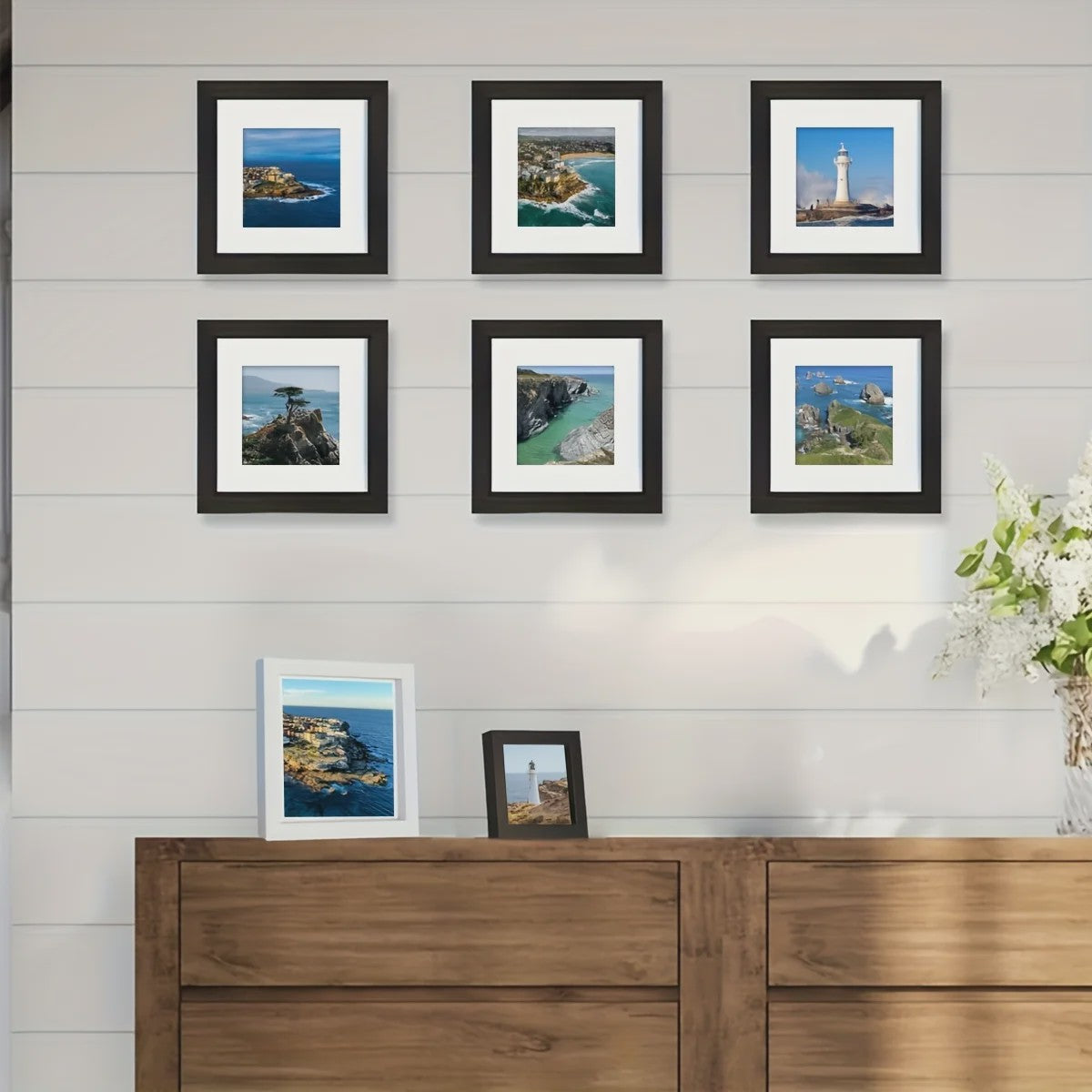 Set van 3 Houten Fotolijsten 25x25 cm - Wanddecoratie & Desktop