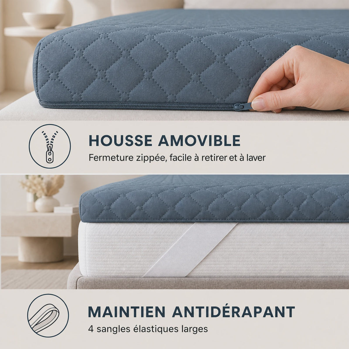 6 cm Matras Topper: Hoogwaardig Schuim, Ademend & Anti-slip voor Optimaal Slaapcomfort