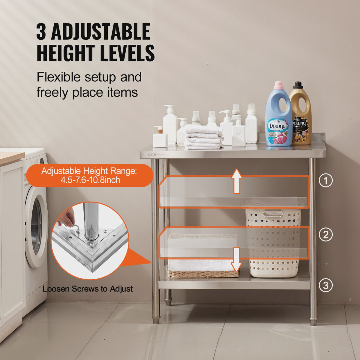 RVS Werktafel 24"x36" - Zwaar Uitvoering, Verstelbare Hoogte voor Keuken & Werkplaats