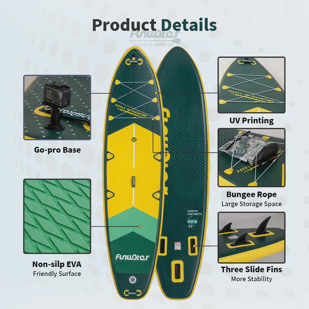 Opblaasbaar Stand Up Paddle Board Funwater 350cm - 200kg Capaciteit - Complete Set