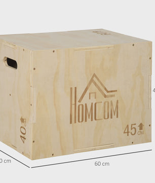 HOMCOM Plyobox Trainingsbox - 3 Hoogtes (40/45/60 cm) voor Box Jumps & Krachttraining