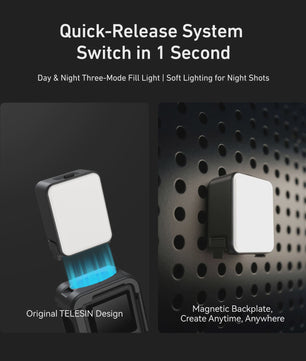 TELESIN Mini Waterproof Fill Light voor DJI OSMO Action Camera's - Verbeter je beelden