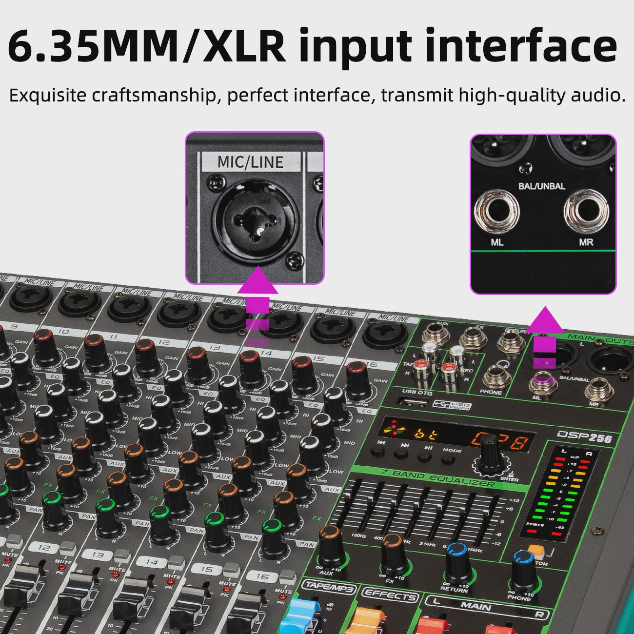 Depusheng PA Serie Audio Mixer Console: 6-16 Kanalen, USB, 48V Phantom Power & 256 DSP Effecten