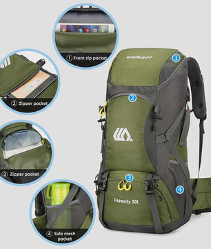 50L Waterdichte Reisrugzak - Grote Outdoor Backpack voor Kamperen, Wandelen & Klimmen