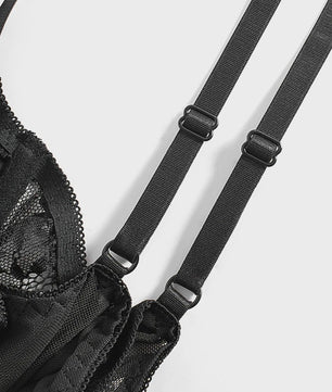 Dames Sexy kanten lingerie top met visgraat en stalen ring