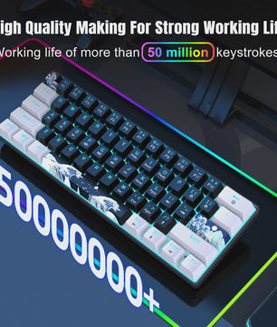 Compact 60% Mechanisch Gaming Toetsenbord met Blauwe Switches en Zee Blauw Backlit