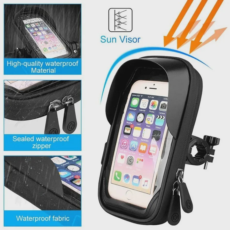 Waterdichte Fiets Telefoonhouder met Touchscreen voor Handlebar (tot 6.4 inch)