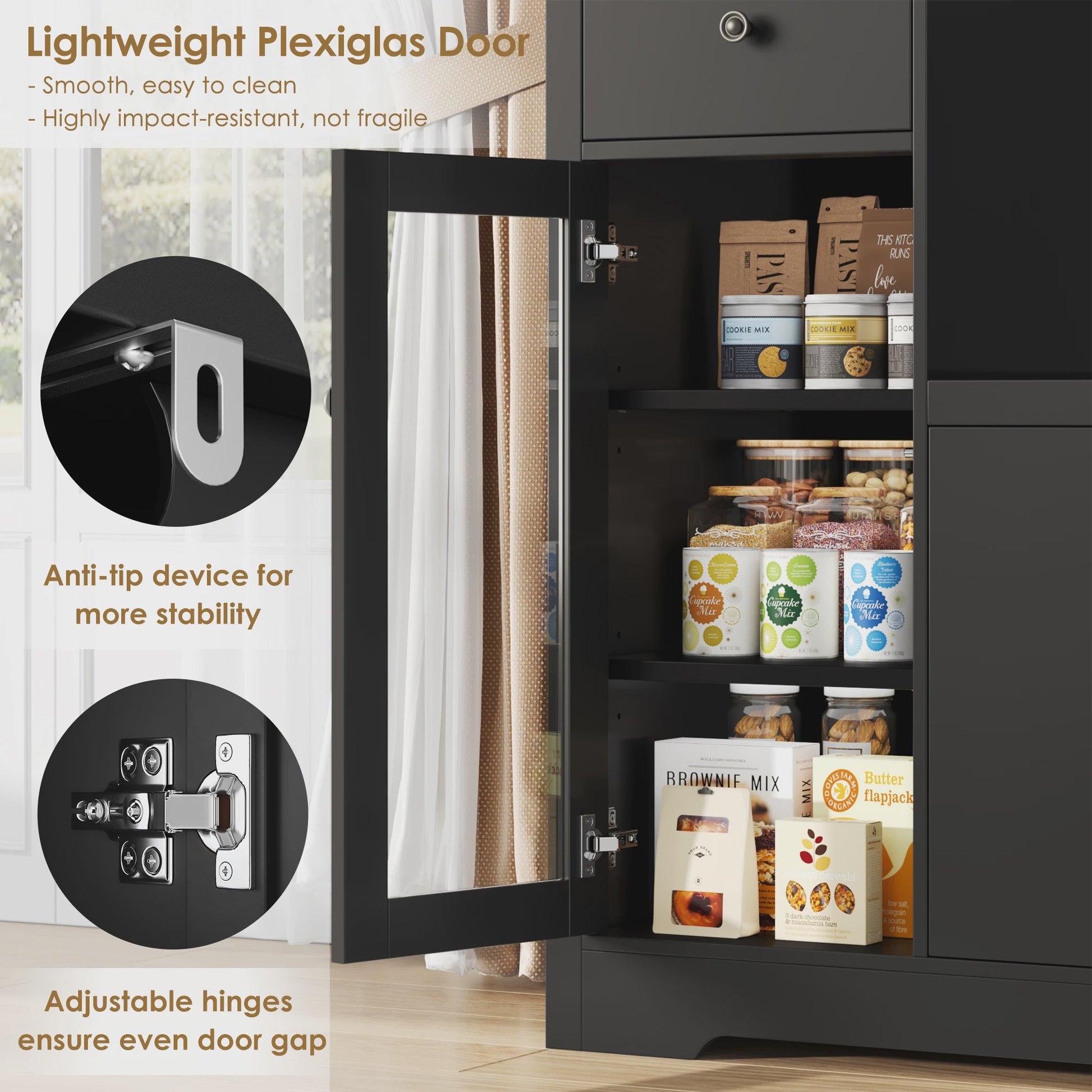 Keukenbuffet met Werkblad en Magnetronplank - 1 Lade, 3 Deuren