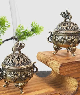 Bronzen Olifant Lotus Wierookbrander - Sfeervolle Decoratie voor Meditatie & Huis