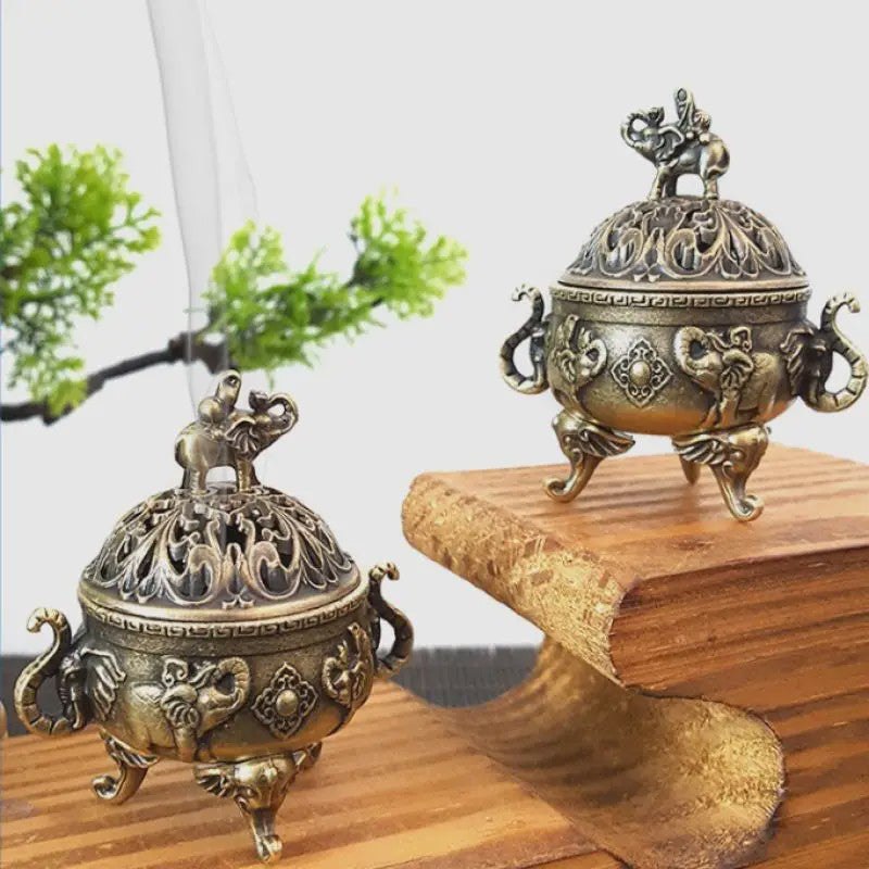 Bronzen Olifant Lotus Wierookbrander - Sfeervolle Decoratie voor Meditatie & Huis