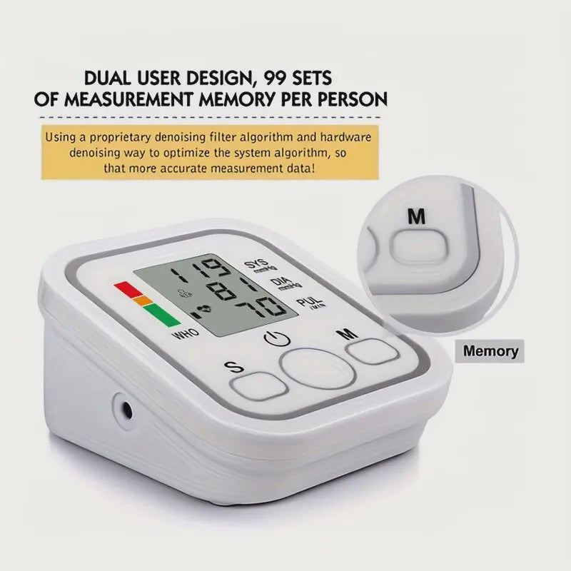 Digitale Bloeddrukmeter Arm - Meet Nauwkeurig Systolische, Diastolische Druk & Hartslag