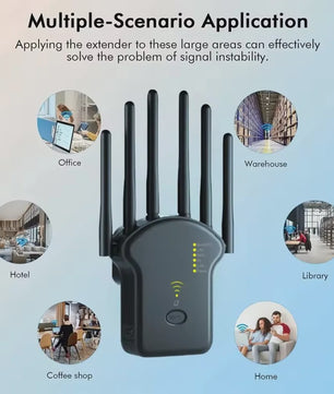 Krachtige WiFi Repeater 1200Mbps met 6 Antennes - Versterk je Netwerkbereik