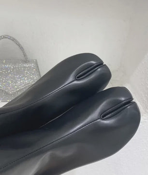 Luxe Dames Enkellaarsjes met Split Toe - Echt Leer, Lage Hak - Herfst/Winter Collectie