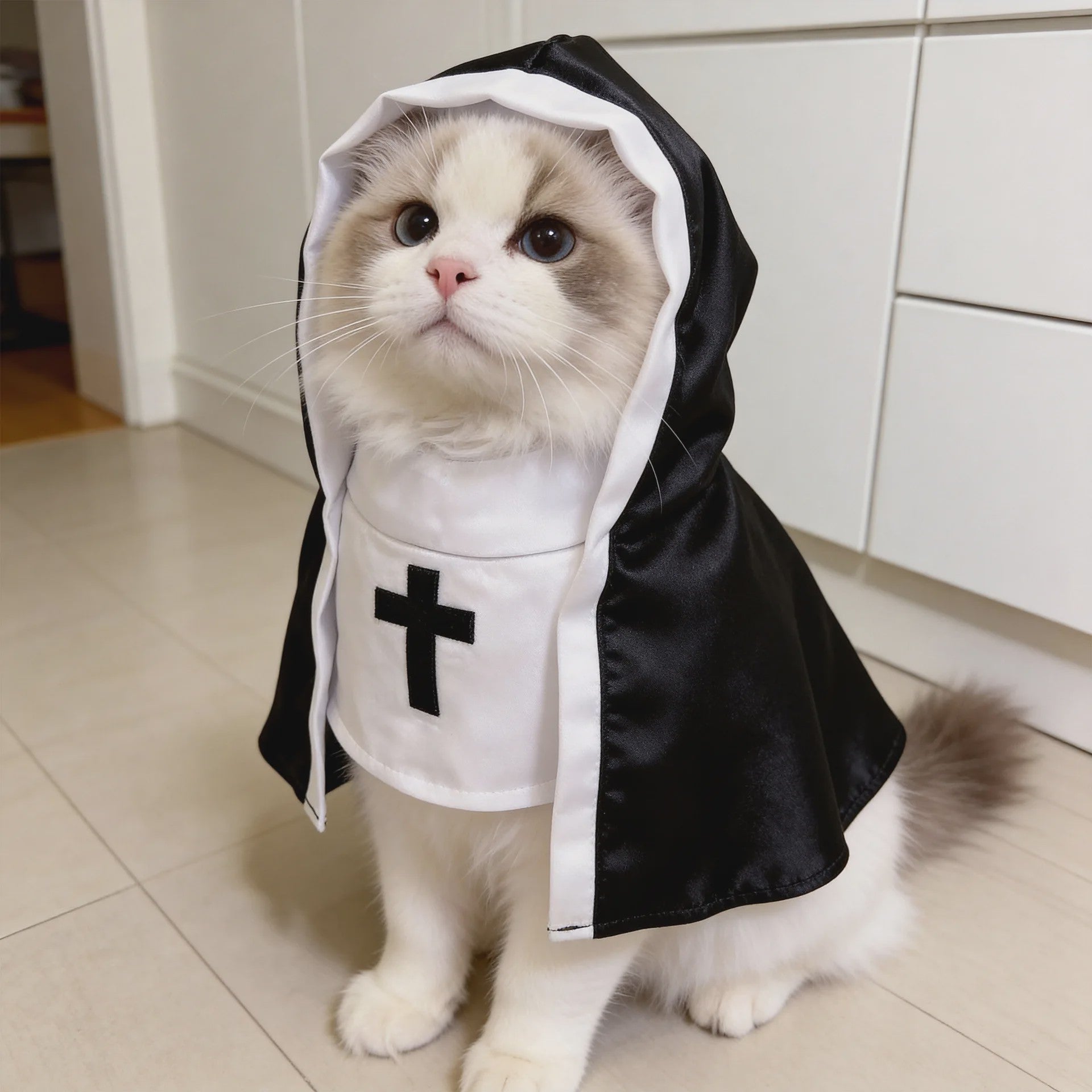 Grappig Nonnenkostuum voor Huisdieren - Halloween & Feest Outfit voor Hond & Kat