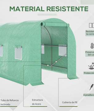Outsunny Tunnel Greenhouse 400X200X200Cm with 6 Windows for Growing Green Plants