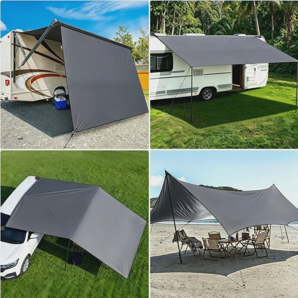 Waterdichte Luifel voor Camper, Caravan & Auto met UV-bescherming en Aluminium Stokken