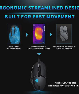 Logitech G402 Hyperion Fury FPS Gaming Muis - 1ms Respons, 32-bit ARM Processor, Anti-Slip