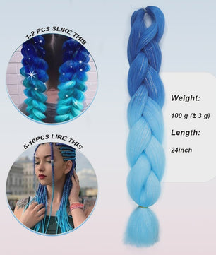 Glanzende Regenboog Jumbo Vlechten met Tinsel - Synthetisch Haar voor Festivals & Feesten
