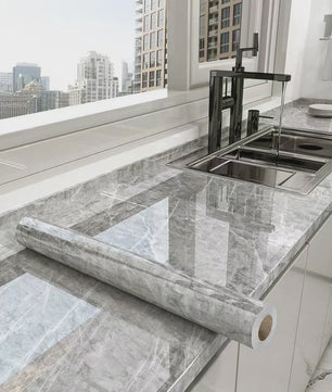 Marmer Keukenfolie 40cm - Zelfklevend, Waterdicht & Oliebestendig - Wanddecoratie