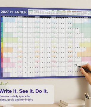Jaarplanner 2027 - Grote Wandkalender met Planvakken en Stickers
