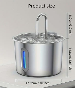 Automatische Drinkfontein RVS 2.2L voor Katten & Honden met Waterniveauvenster