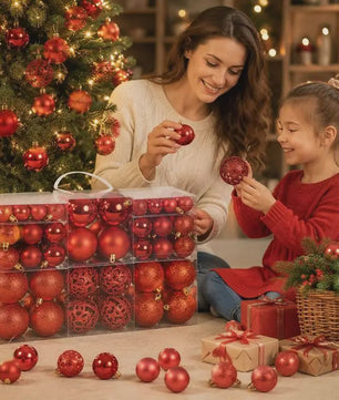 100 Delige Kerstballen Set Rood - Diverse Maten (3/4/6 cm)