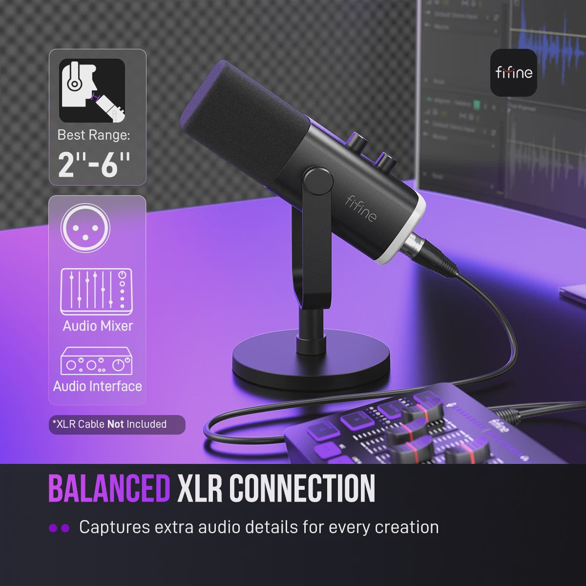 FIFINE AM8 Dynamische USB/XLR Microfoon met Touch Mute & RGB