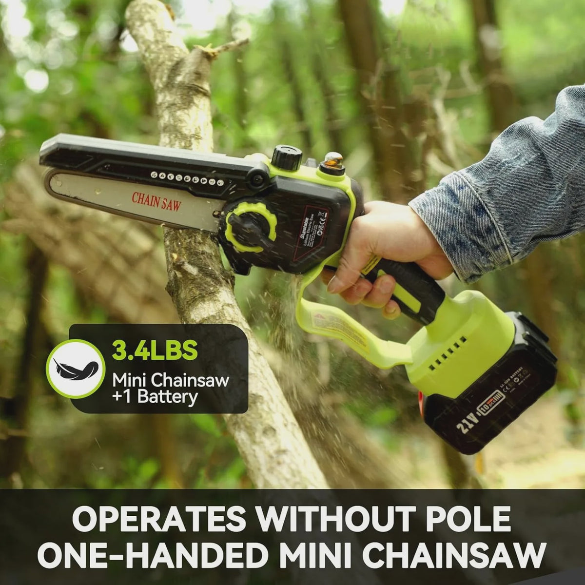 Supstable 6" Snoerloze Kettingzaag Paalzaag - Krachtige Brushless Motor, Makita Accu Compatibel