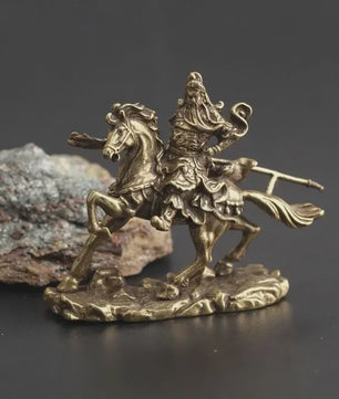 Bronzen Guan Gong Beeld op Paard - Chinese God van Rijkdom Decoratie