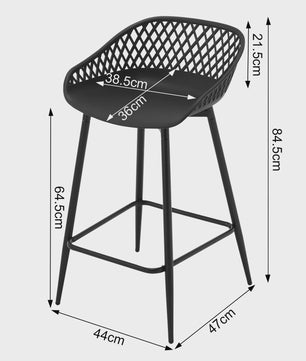 Set van 2 barkrukken met open rugleuning - Stijlvolle keukenstoelen voor binnen en buiten