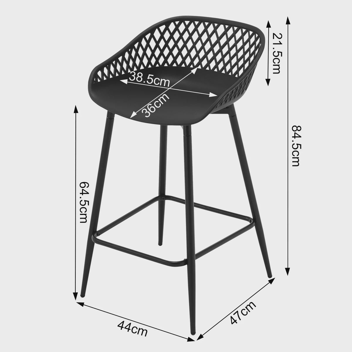 Set van 2 barkrukken met open rugleuning - Stijlvolle keukenstoelen voor binnen en buiten
