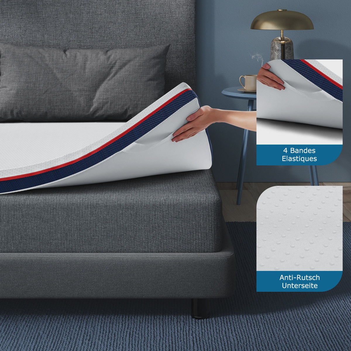 Inre 8cm Traagschuim Matrasoplegger - Comfortabel, Ademend & Hypoallergeen met Wasbare Hoes